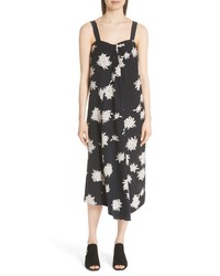 Vince Chrysanthemum Print Silk Midi Dress