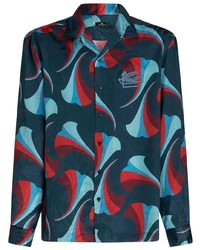 Etro Floral Print Silk Bowling Shirt