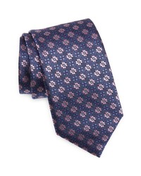 Canali Floral Geometric Silk Tie In Blue At Nordstrom