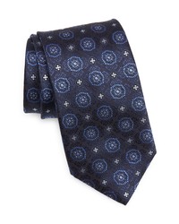 Canali Floral Medallion Silk Tie In Navy At Nordstrom