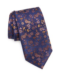Canali Floral Silk Tie In Navy At Nordstrom