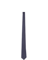 Gucci Navy And Pink Silk Gg Flowers Tie