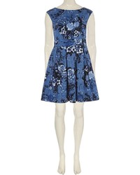 Closet Blue Floral V Back Dress