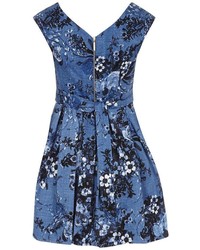 Closet Blue Floral V Back Dress