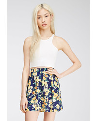 Forever 21 Button Front Floral Mini Skirt