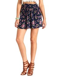Charlotte Russe High Waisted Floral Print Mini Skirt