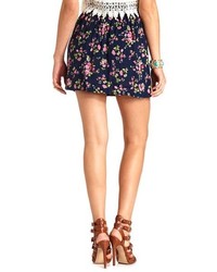 Charlotte Russe High Waisted Floral Print Mini Skirt