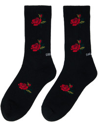 SOCKSSS Two Pack Black White Blue Rosebush Socks