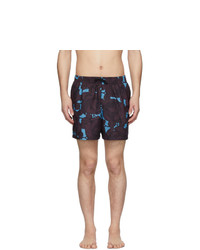 Dries Van Noten Blue And Purple Phibbs Floral Swim Shorts
