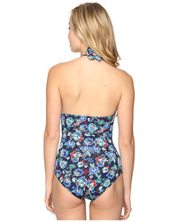 Tommy Bahama Folk Floral Lace Up Halter Neck One Piece Swimsuit