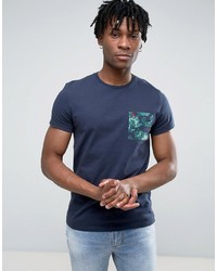 Jack Wills Eddington T Shirt Floral Pocket Regular Fit In Navy