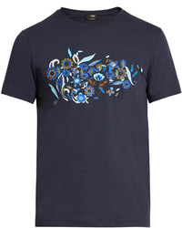 Fendi Floral Motif Cotton Jersey T Shirt