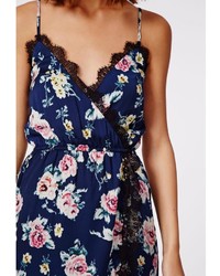 Missguided Olive Silky Floral Eyelash Lace Mini Dress