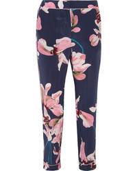 Navy Floral Tapered Pants