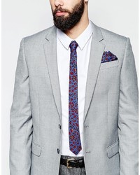 Asos Brand Floral Tie And Pocket Square Pack Save 21%