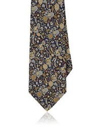 Etro Floral Jacquard Woven Silk Necktie Navy