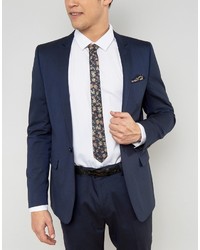 Asos Floral Tie And Pocket Square Pack In Navy