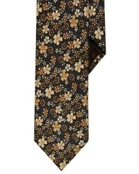 Black Brown 1826 Slim Fit Flower Print Slim Tie