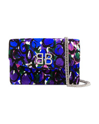 Balenciaga Bb Chain Printed Quilted Velvet Shoulder Bag