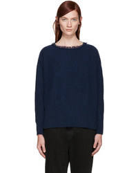 Y's Blue Fringed Collar Sweater
