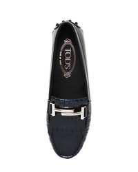 Tod's Gommino Double T Fringed Leather Loafers