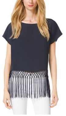 Michael Kors Michl Kors Fringe Trim Top, $130 | Michael Kors | Lookastic