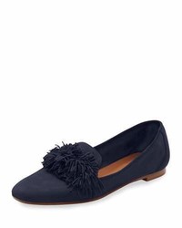 Aquazzura Wild Suede Fringe Loafer Ink