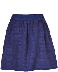 Marc by Marc Jacobs Blue Cotton Silk Daisy Embroidered Skirt