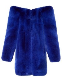 Saint Laurent Exaggerated Shoulder Fox Fur Coat