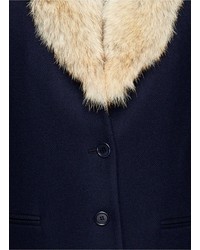 Nobrand Belize Detachable Coyote Fur Collar Wool Coat