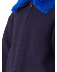 Kenzo Contrast Collar Textured Wool Blend Coat