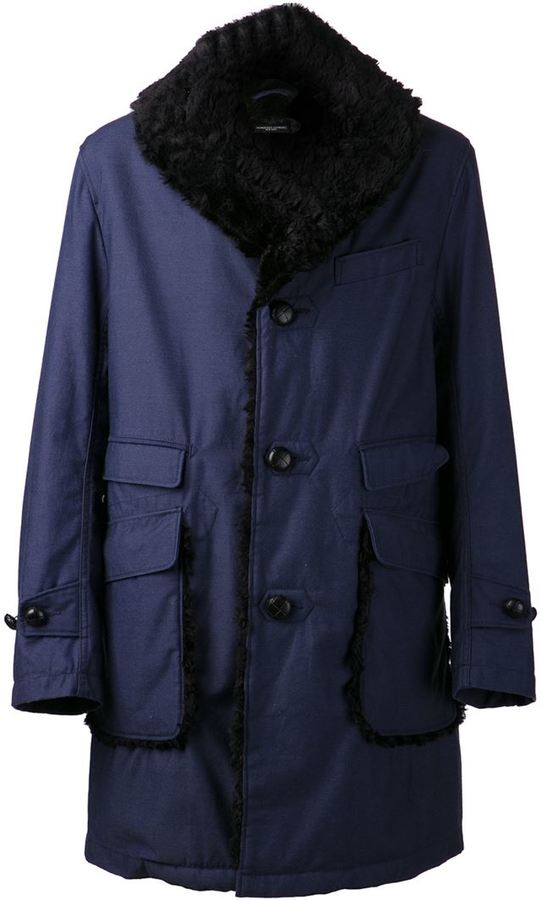 Engineered Garments Fur Collar Coat, $744 | farfetch.com | Lookastic