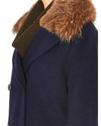 Vince Fur Collar Double Breasted Coat