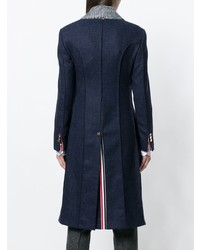 Thom Browne Fur Top Collar Wool Overcoat