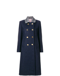 Thom Browne Fur Top Collar Wool Overcoat