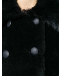 Giorgio Armani Fur Trimmed Double Breasted Coat
