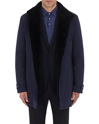 Hettabretz Fur Lined Cashmere Coat Blue