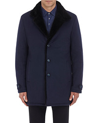 Hettabretz Fur Lined Cashmere Coat Blue