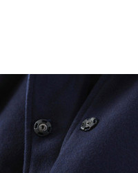 Navy Short Coat With Fur Collar