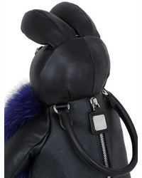 MCM Labbit Leather Fox Fur Shoulder Bag