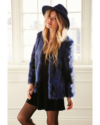 Forever 21 Collarless Two Tone Faux Fur Jacket