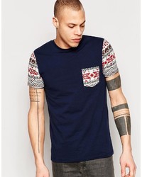 Asos Brand Extreme Muscle T Shirt With Geo Tribal Pocket And Sleeves In Ecru