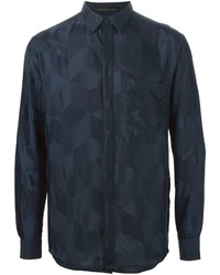 Navy Geometric Dress Shirt