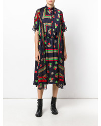 Sacai Geometric And Floral Print Sheer Dress