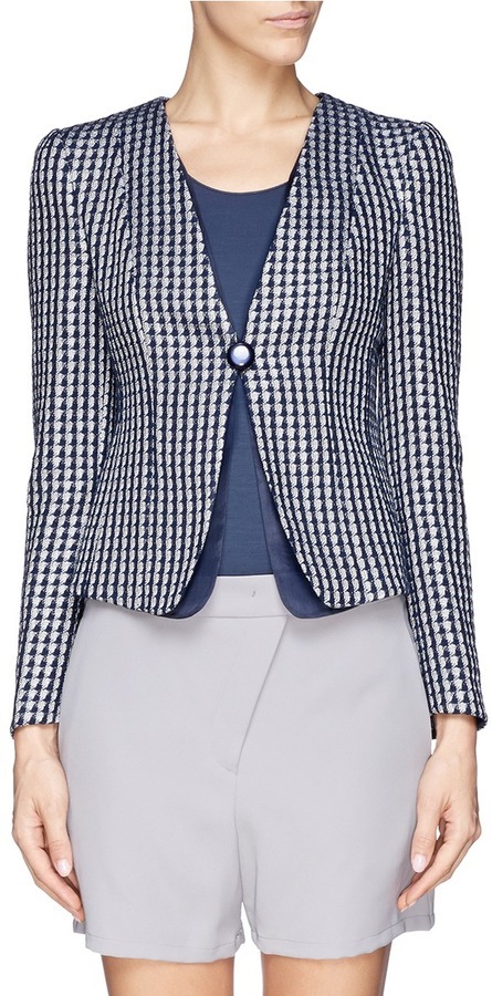 Armani Collezioni Geometric Jacquard Organdy Layer Tailored Jacket