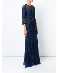 Marchesa Notte Embroidered Crocheted Lace Gown