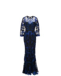 Marchesa Notte Embroidered Crocheted Lace Gown