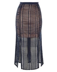 Topshop Split Geo Lace Midi Skirt