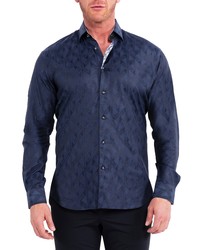 Maceoo Fibonacci Linked Blue Button Up Shirt
