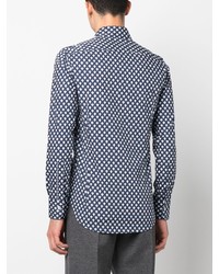 Canali Geometric Print Long Sleeve Shirt